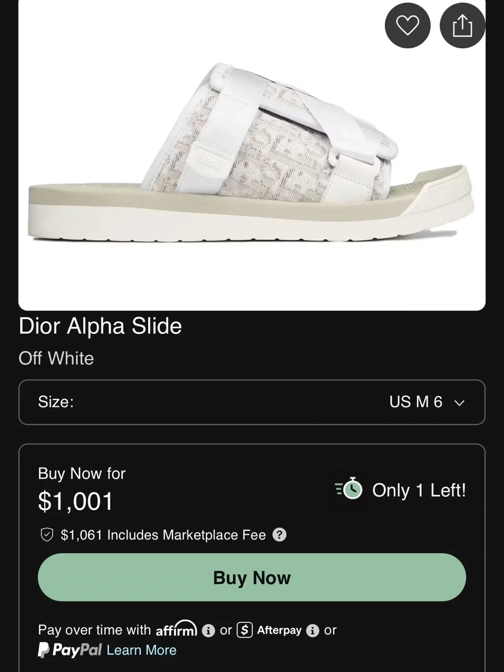 Dior White Canvas Alpha Slide Sandals